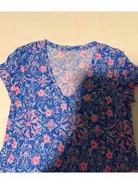 Lily Pulitzer Floral Print Top with Pink Accents